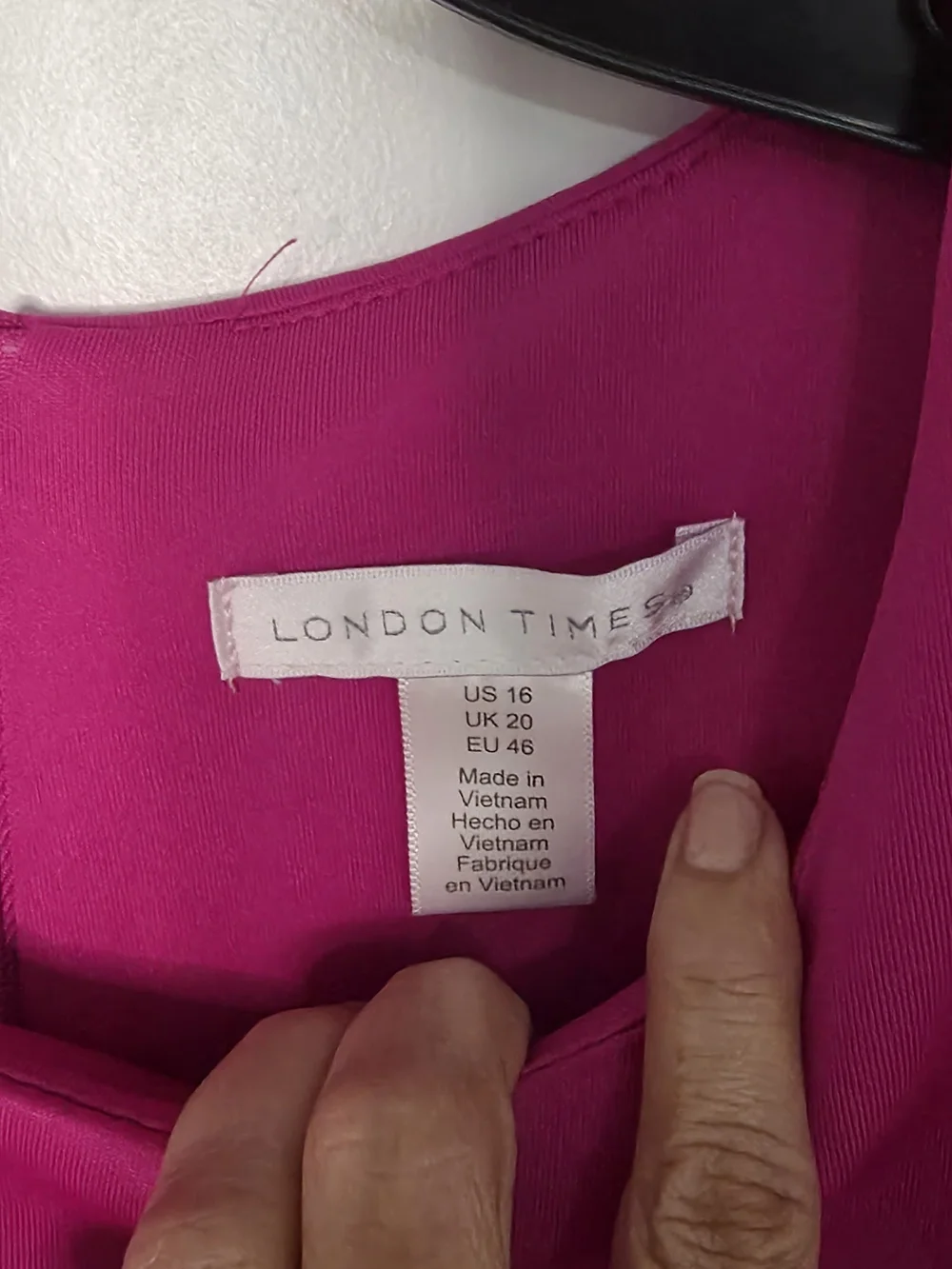 London Times Bright Fuchsia Ruffle Sleeve A-Line Dress